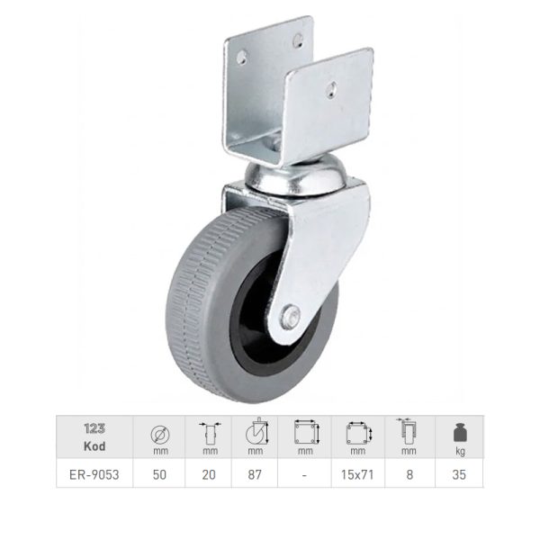 50x20 GRİ KISA U TABLALI TEKER