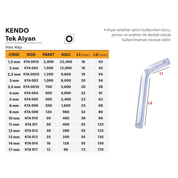 KENDO Tek Alyan Altıköşe - 17 mm