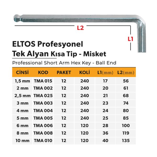 ELTOS Pro. Tek Alyan Kısa Tip - Misket - 10 mm